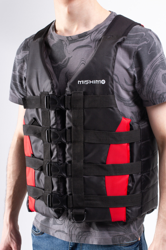 Жилет спасательный MISHIMO PRO Премиум качества Черно-красный в Подольске