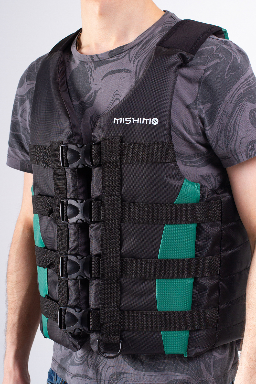 Жилет спасательный MISHIMO PRO Премиум качества Черно-зеленый в Подольске