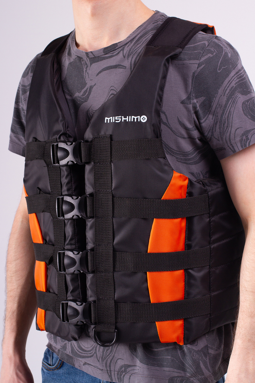 Жилет спасательный MISHIMO PRO Премиум качества Черно-оранжевый в Подольске